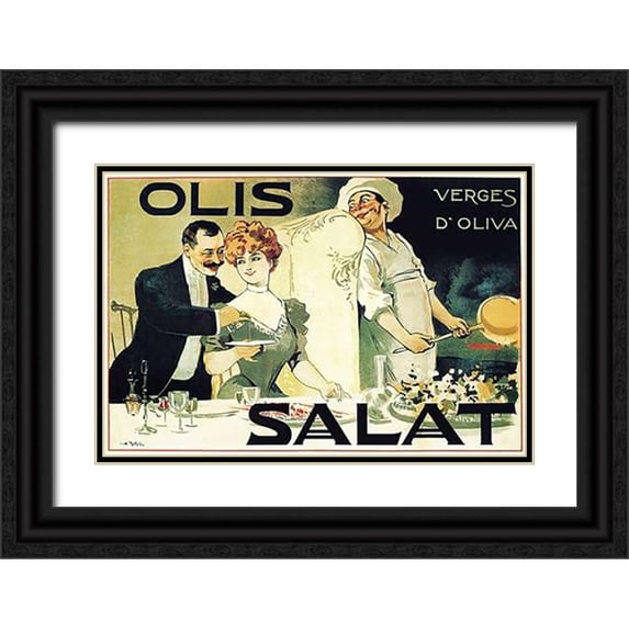 Norlind, E. 32x23 Black Ornate Wood Framed with Double Matting Museum Art Print Titled - Cooks: Olis Salat - Verges dOliva