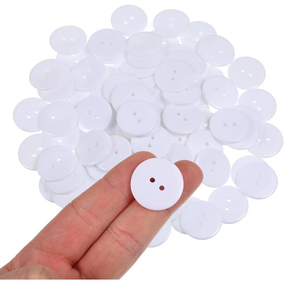 Norlix 100 Pcs White Buttons for Crafts 1 Inch 2 Hole Round Resin Button for Sewing 1 Inch White Buttons for Crafts, Sewing, Clothes