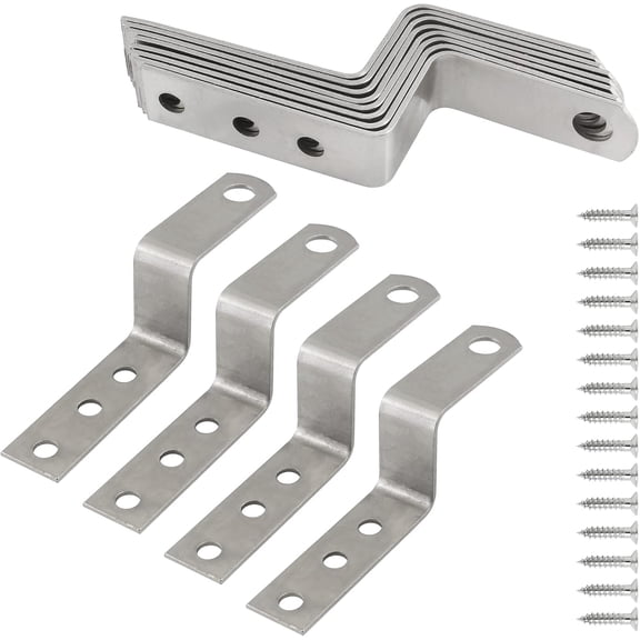Norlix 12Pcs 1" Silver Z-Shaped Brackets with Screws for Shelf Repair