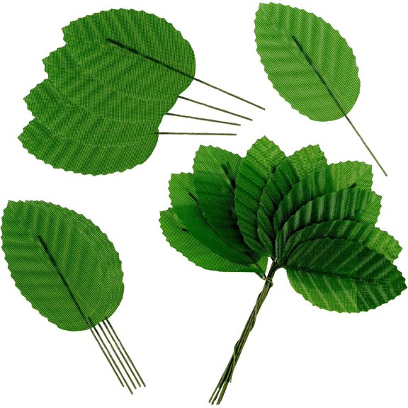 Norlix 200 Pcs Fake Green Leaves Artificial Leaves for Crafts Silk Fake Faux Wired Single Leaf Bulk for Decoration Leaves Faux Fake Flowers Greenery Leaves for DIY Wreaths Wedding