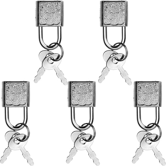 Norlix 5 Pack Mini Diary Padlock, Small Locks with Keys, Tiny Luggage Locks for Travel, Journal, Jewelry, Backpack, Boxes (Square, 5)