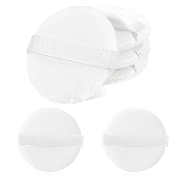 Norlix 6 PCS Velvet Puff, 2 Inch Small Round Makeup Pads with Ribbon, Soft Velour Eye Shadow Foundation Sponge Makeup Tools for Loose Powder & Liquid Cosmetic