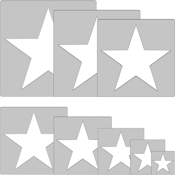 Norlix 8 Pieces Large Stencil for Painting Star Template 5 Point Star Stencil Reusable Plastic Paint Template for Art Painting on Wall Paper Floor Ceiling Flag Wood Fence Home Decoration