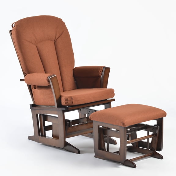 Norm Concept Joli Deluxe Glider Chair and Ottoman Set (Terracotta Fabric and Walnut Frame)