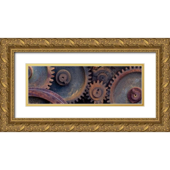 Norm Stelfox 14x7 Gold Ornate Wood Framed with Double Matting Museum Art Print Titled - The Long Grind