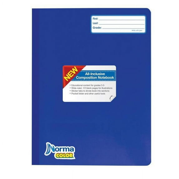 Norma Color 1498359 Composition Sewn Norma Grade 3-5 Navy Blue 10.62 x 8 in. 100 Sheets Book