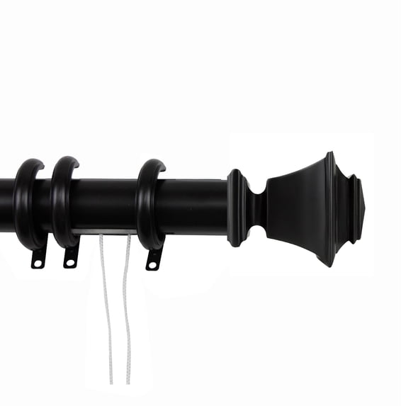 Contemporary Home Living 92.5" Black Decorative Traverse Rod with G-Shaped Rings