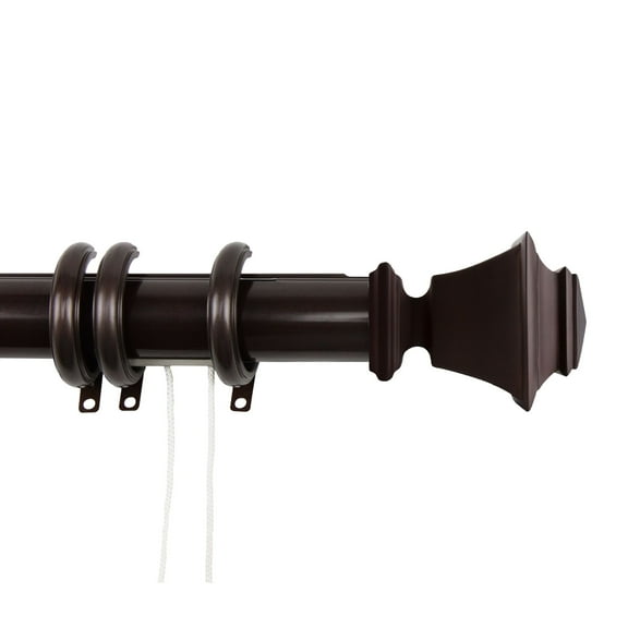 Contemporary Home Living Adjustable 84-156 Inch Cocoa Brown Decorative Traverse Rod with G-Shaped