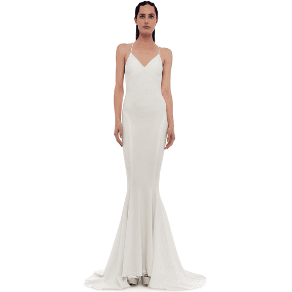 Norma Kamali SNOW WHITE Women's Low Back Mermaid Gown, US Medium/38