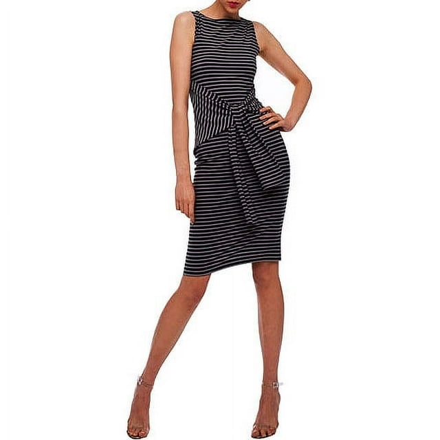 Norma Kamali - Women's Sleeveless Tie-Waist Stripe Jersey Dress