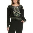 thumbnail image 1 of Norma Kamali womens  Embroidered Silk-Blend Top, l, Black, 1 of 3