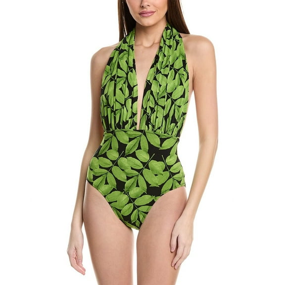 Norma Kamali womens  Halter Low Back One-Piece, XXS, Green