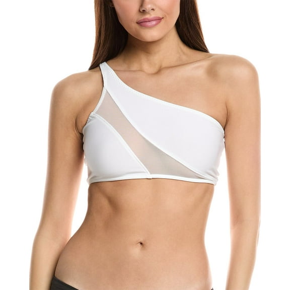 Norma Kamali womens Snake Mesh Bikini Top, XL, White