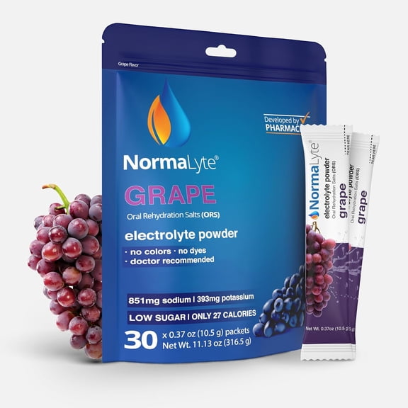 NormaLyte Grape Hydration Bag - 30 Sticks - FSA/HSA Eligible Item