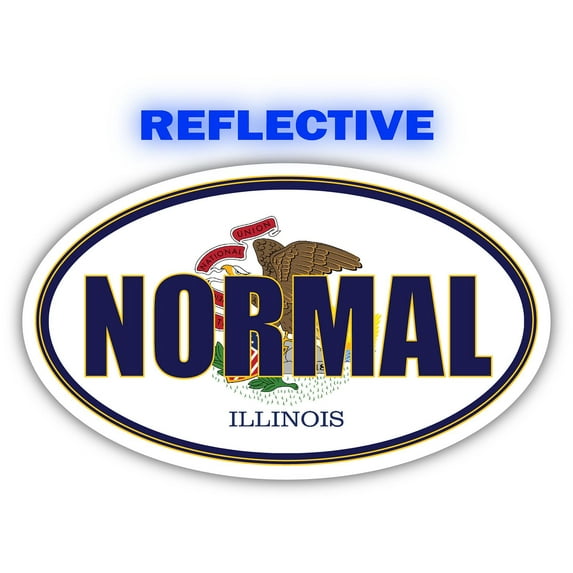 Normal City Illinois State Flag | IL Flag McLean County Oval State Colors Reflective Sticker Car Decal 3x5 inches