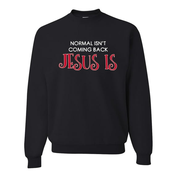 Normal Isn’t Coming Back Jesus Is Inspirational/Christian Unisex Crewneck Graphic Sweatshirt, Black, Medium