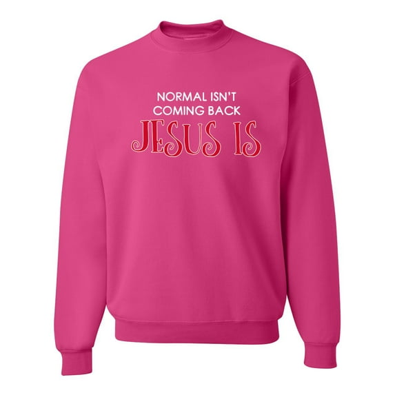 Normal Isn’t Coming Back Jesus Is Inspirational/Christian Unisex Crewneck Graphic Sweatshirt, Fuschia, X-Large