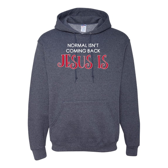 Normal Isn’t Coming Back Jesus Is Inspirational/Christian Unisex Graphic Hoodie Sweatshirt, Vintage Heather Navy, Small
