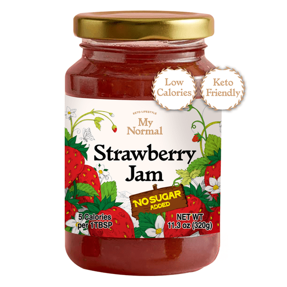 My Normal Low Calorie Strawberry Jam - Diabetic-Friendly, Strawberry 50% Fruit Jelly with Allulose, Keto & Zero Sugar Jam - Only 4 Ingredients, No Artificial Additives (320g, 11.28 oz)