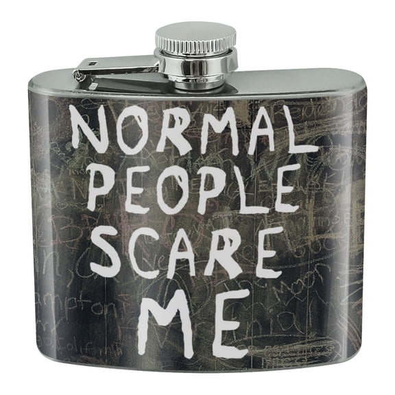 Normal People Scare Me Funny Stainless Steel 5oz Hip Drink Kidney Flask