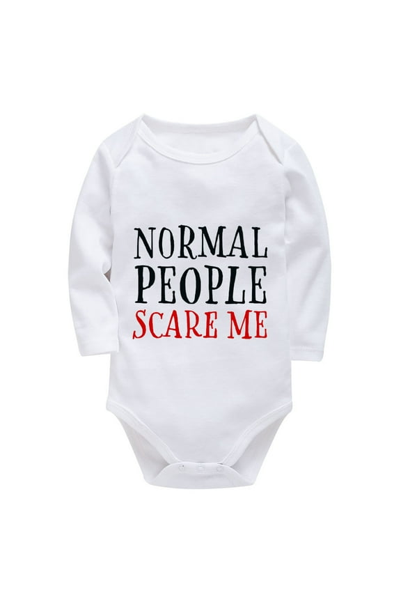 Normal People Scare Me Home from The Hospital Outfit Boy Long Sleeve Baby Boys Newborn Clothes White 0-3 Month Baby Clothes