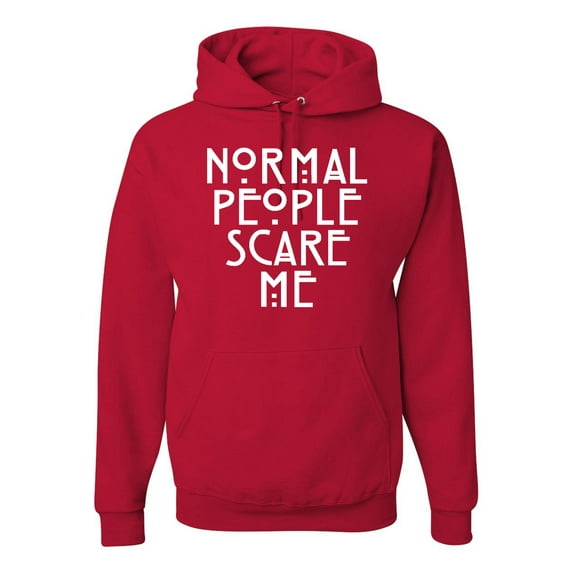 Normal People Scare Me Humor Unisex Graphic Hoodie Sweatshirt, Red, 3XL