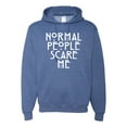 thumbnail image 1 of Normal People Scare Me Humor Unisex Graphic Hoodie Sweatshirt, Vintage Heather Blue, X-Large, 1 of 3