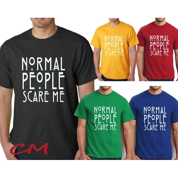 Normal People Scare Me Print T-Shirt Funny Mens Tee Color Red Large