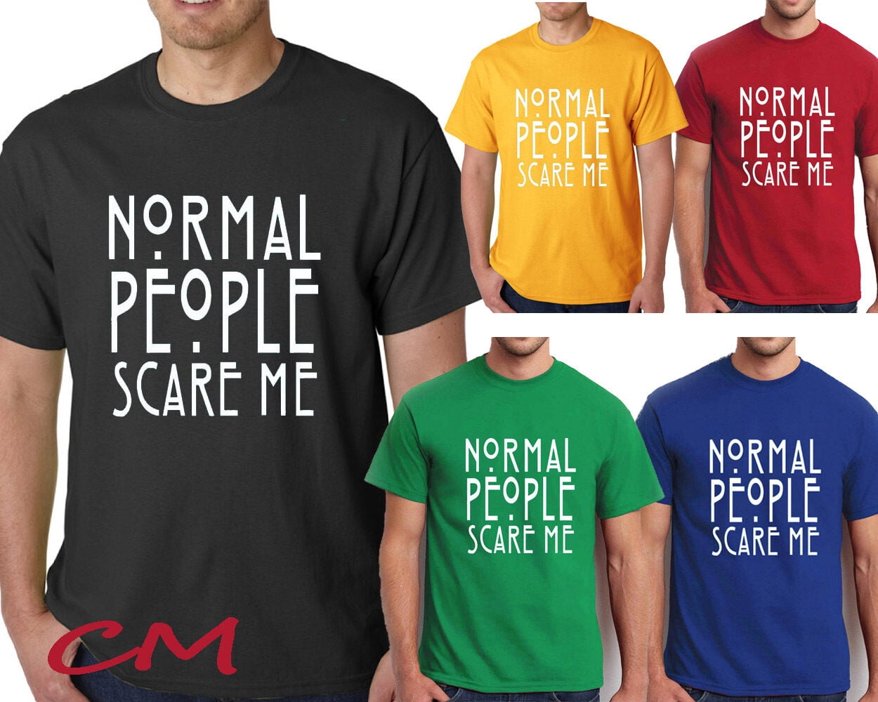 Normal People Scare Me Print T-Shirt Funny Mens Tee Color Royal Blue ...