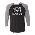 thumbnail image 1 of Normal People Scare Me Raglan Short Sleeve T-shirt-Premium Heather/Vintage Black-xs, 1 of 4