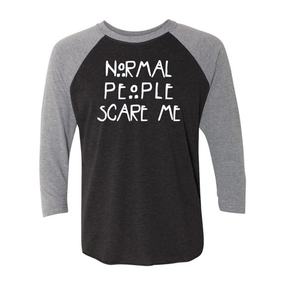 Normal People Scare Me Raglan Short Sleeve T-shirt-Premium Heather/Vintage Black-xxl