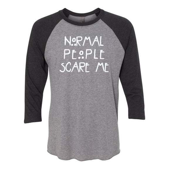 Normal People Scare Me Raglan Short Sleeve T-shirt-Vintage Black/Premium Heather-medium