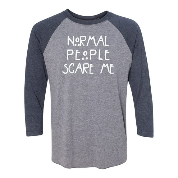 Normal People Scare Me Raglan Short Sleeve T-shirt-Vintage Navy/Premium Heather-medium