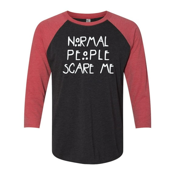 Normal People Scare Me Raglan Short Sleeve T-shirt-Vintage Red/Vintage Black-xl