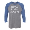thumbnail image 1 of Normal People Scare Me Raglan Short Sleeve T-shirt-Vintage Royal/Premium Heather-small, 1 of 4