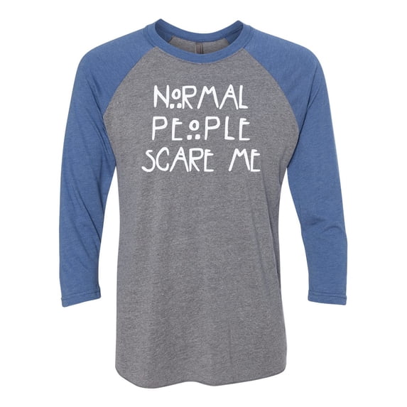 Normal People Scare Me Raglan Short Sleeve T-shirt-Vintage Royal/Premium Heather-small