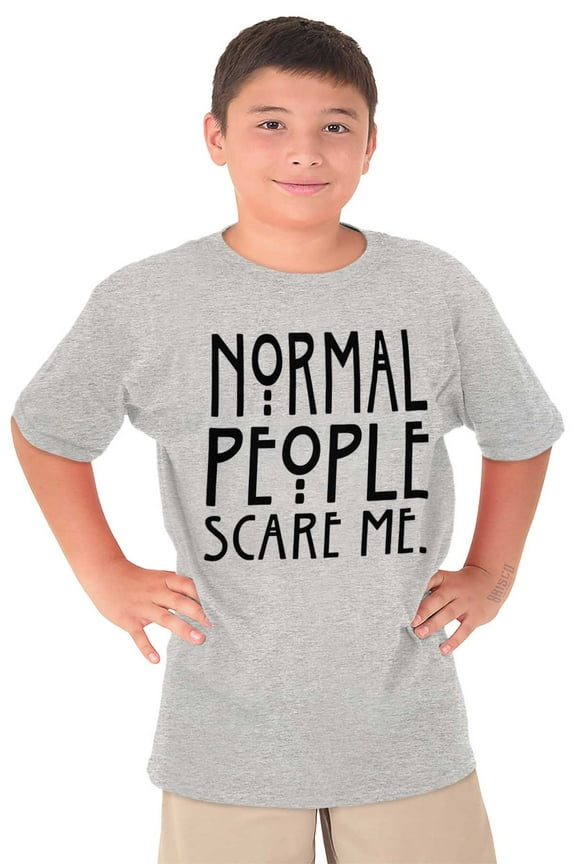 Normal People Scare Me Tales Horror Crewneck T Shirts Boy Girl Teen Brisco Brands L