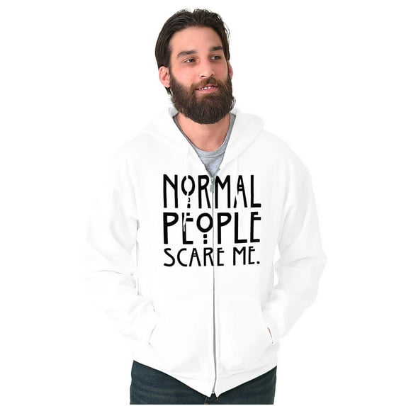 Normal People Scare Me Tales Horror Unisex Fleece Graphic Zip Up Hoodie Brisco Brands 4X