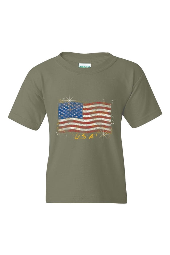 - Big Boys T-Shirts and Tank Tops, up to Big Boys Size 24 - American Flag USA in Gold