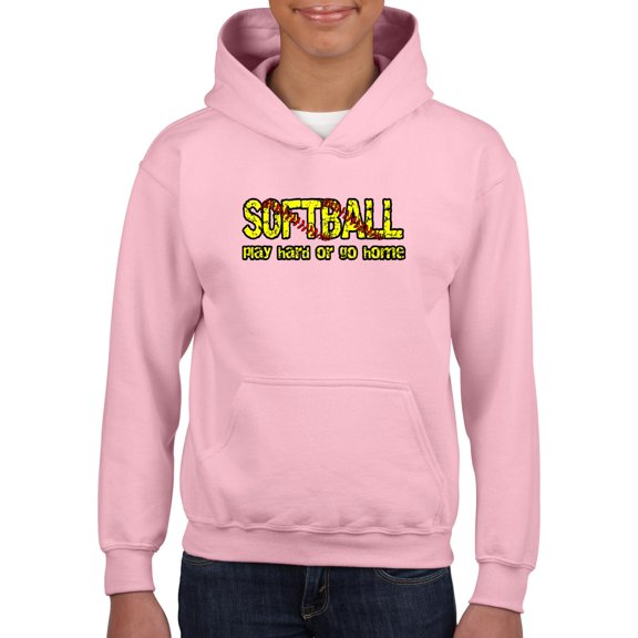 Normal is Boring - Big Girls Hoodies and Sweatshirts, up to Big Girls Size 24 - Softball Play Hard or Go Home