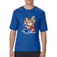 thumbnail image 1 of Normal is Boring - Big Men's T-Shirt, up to Tall Size 3XLT - American Flag 4th of July Kitty, 1 of 5