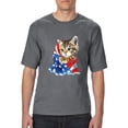 thumbnail image 1 of Normal is Boring - Big Men's T-Shirt, up to Tall Size 3XLT - American Flag 4th of July Kitty, 1 of 5