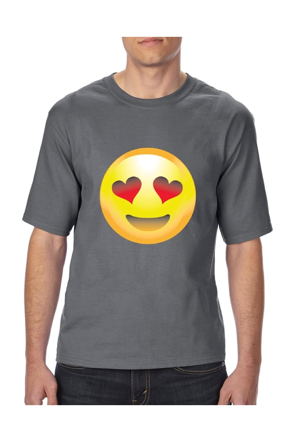 - Big Men's T-Shirt, up to Tall Size 3XLT - Emoji Heart-Shaped Eyes