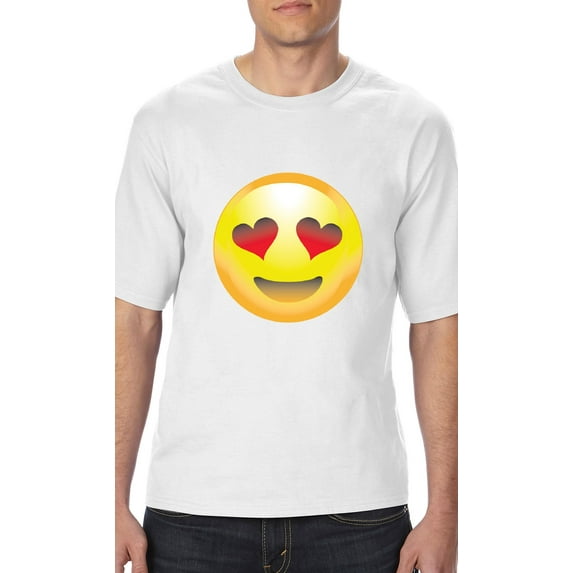 Normal is Boring - Big Men's T-Shirt, up to Tall Size 3XLT - Emoji Heart-Shaped Eyes