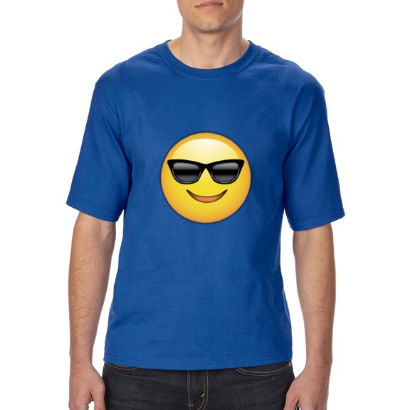 Normal is Boring - Big Men's T-Shirt, up to Tall Size 3XLT - Emoji with Sunglasses