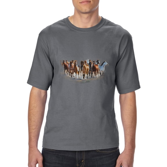 Normal is Boring - Big Men's T-Shirt, up to Tall Size 3XLT - Horses Herd