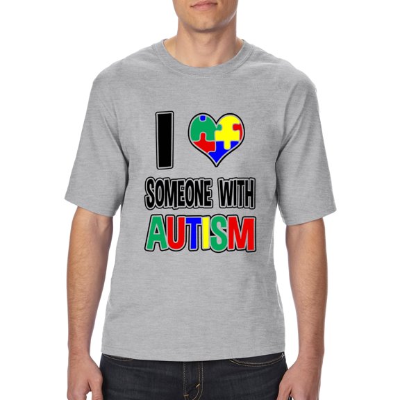 Normal is Boring - Big Men's T-Shirt, up to Tall Size 3XLT - I Love Someone With Autism