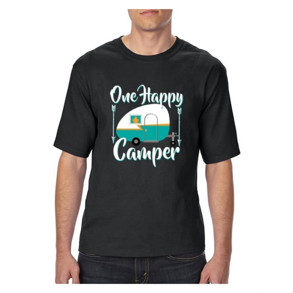 Normal is Boring - Big Men's T-Shirt, up to Tall Size 3XLT - One Happy Camper