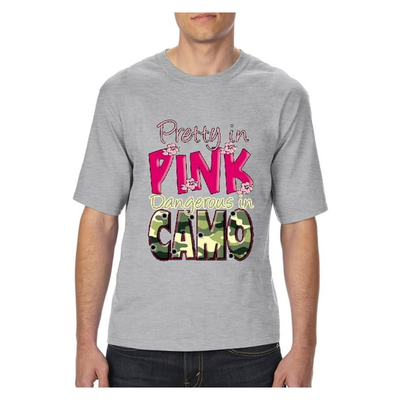Normal is Boring - Big Men's T-Shirt, up to Tall Size 3XLT - Pretty in Pink Dangerous in Camo