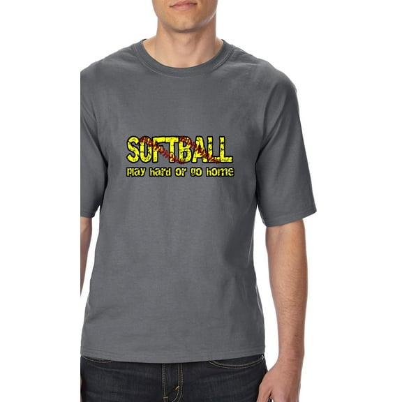 Normal is Boring - Big Men's T-Shirt, up to Tall Size 3XLT - Softball Play Hard or Go Home